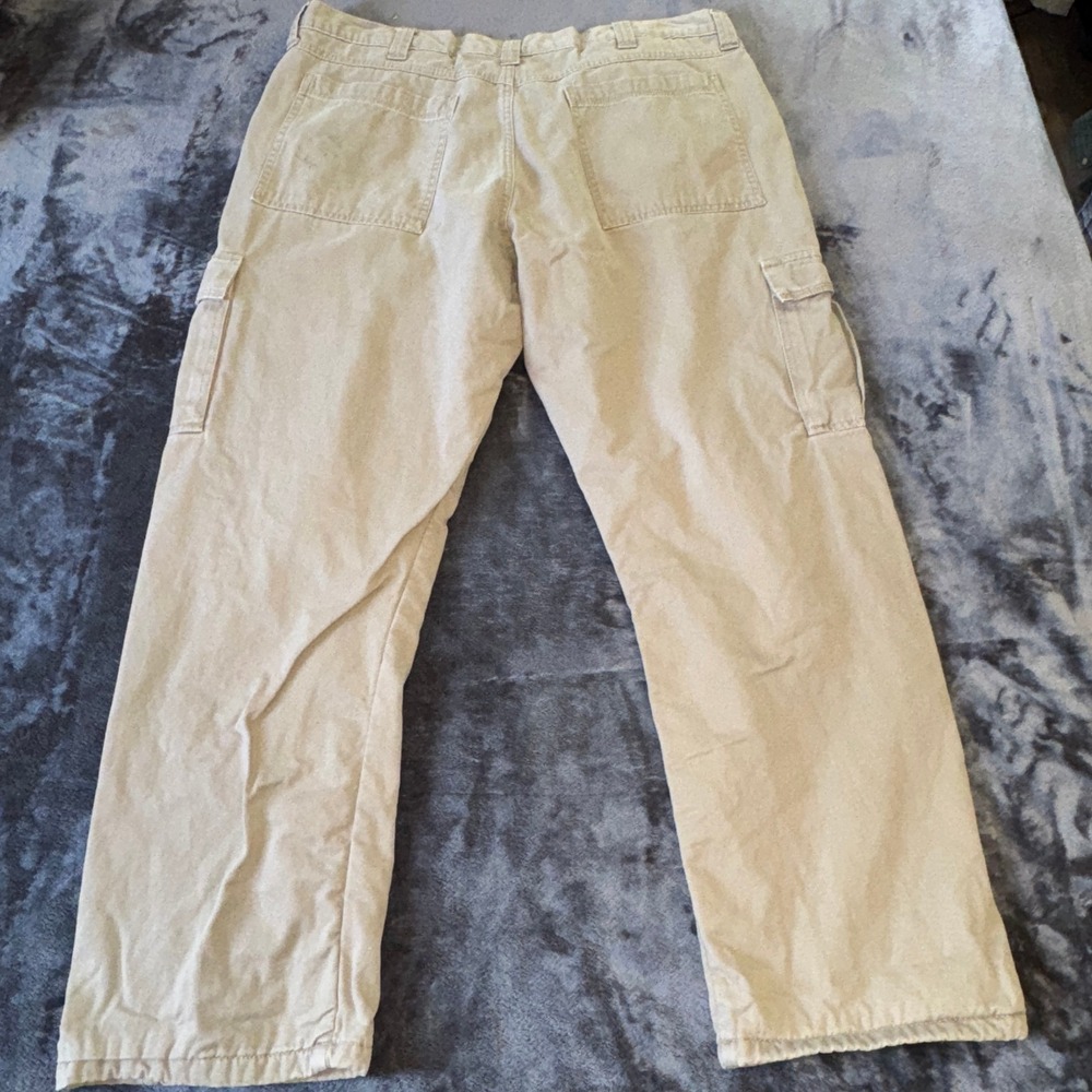 Wrangler Fleece Lined Cargo Pants Mens 40x30 Tan Khaki Work Trousers‎ 70WFLBH - Picture 9 of 11